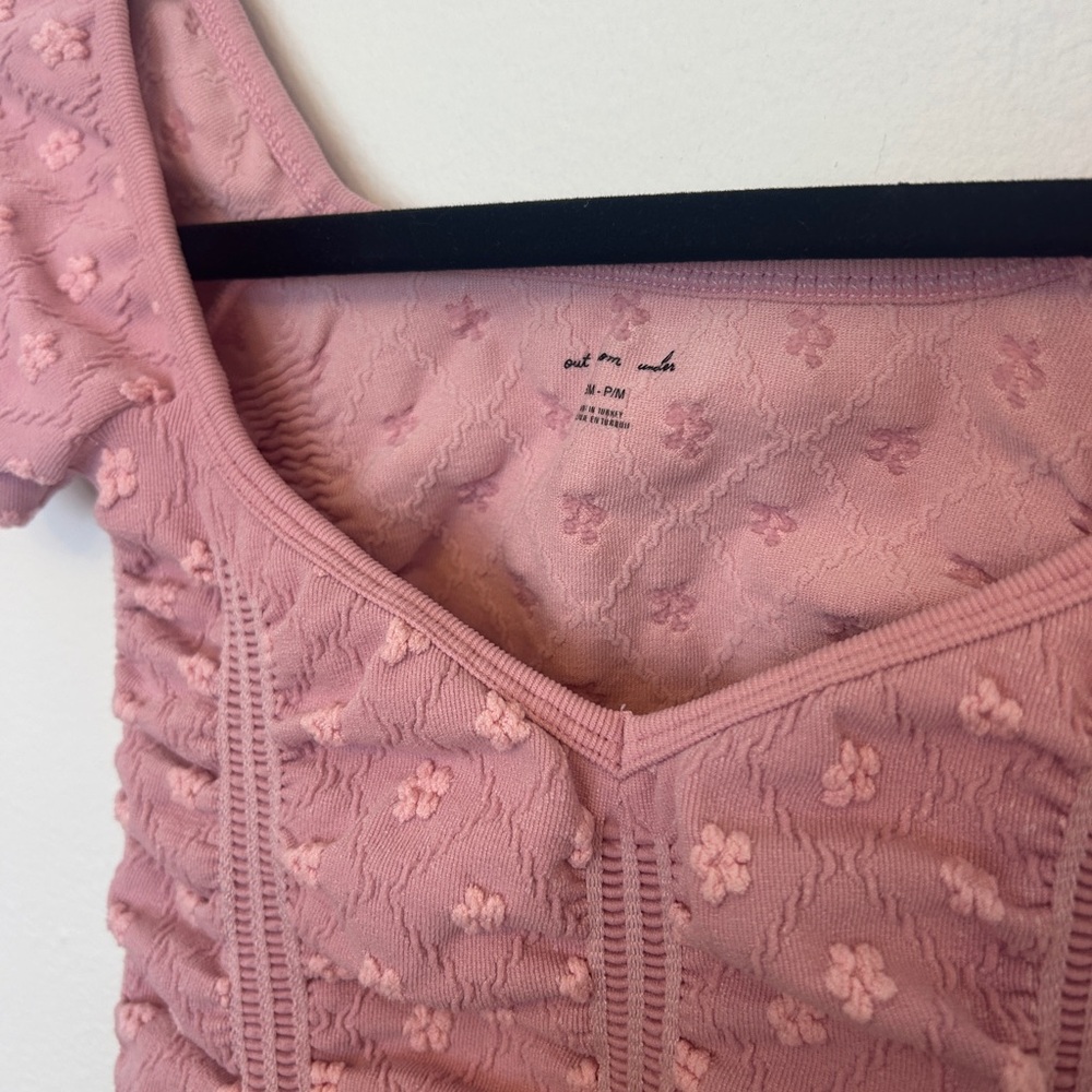 Women's Pink Ruched Square-Neck Top - Picture 7 of 7